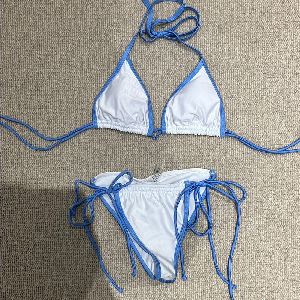 SHEIN Blue and White Bikini Set